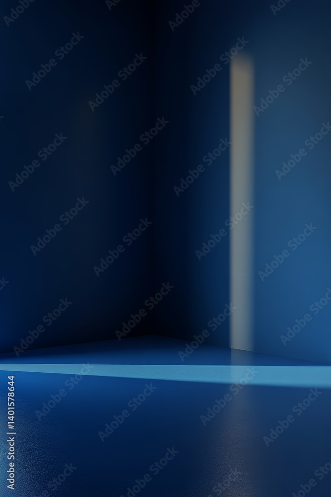 Poster blue corner with a shadow and light creating a contrasting effect during early evening