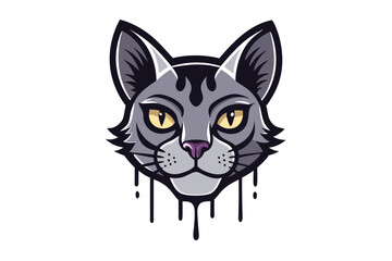 Obraz premium Vector Style Cat Head for T Shirt Design