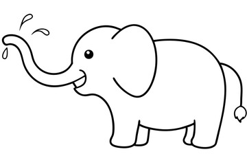 Fototapeta premium Cartoon Elephant Blowing Water Joyfully