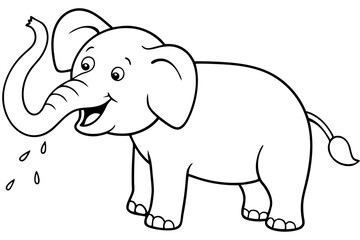 Fototapeta premium Happy Elephant Spraying Water from Trunk