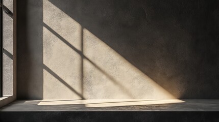 Sleek White Chair Positioned in a Minimalist Room With Sunlight Casting Striking Shadows Through a Window During Afternoon Hours