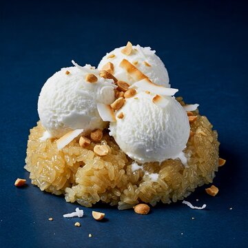 Vietnamese food Kem X&ocirc;i &ndash; Sticky Rice with Ice Cream