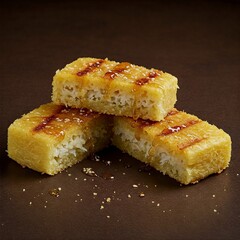 Vietnamese food Khoai M&igrave; Nướng &ndash; Grilled Cassava Cake.