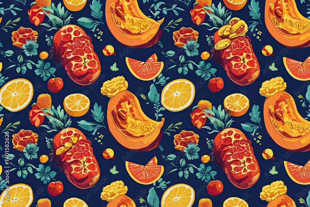 Poster vibrant repeat pattern design featuring humor for print projects