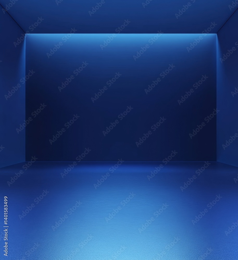 Poster spotlight illuminates an empty stage in a darkened theater, creating a dramatic and serene atmospher