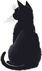 Silhouette of a black cat sitting gracefully, showcasing its elegant posture.