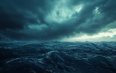 Stormy sea with ominous clouds and turbulent waves