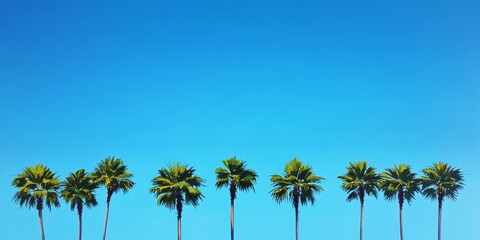 Fototapeta premium Beautiful Green Leaves Against a Clear Blue Sky During a Sunny Day in a Tranquil Outdoor Setting