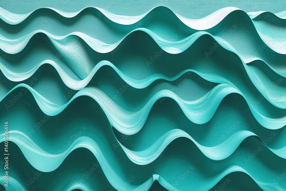 Poster Turquoise Wave Texture Pattern on Canvas for Modern Minimalist Elegant Design