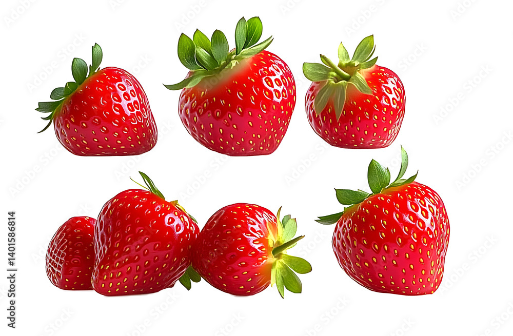 Poster strawberry isolated on transparent background. generative ai