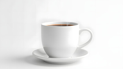 Obraz premium Hot black coffee in a white cup on a table