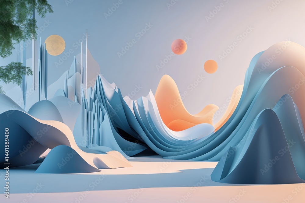 Poster exploring modern abstract avant garde graphic art with clean elegant dynamic backgrounds
