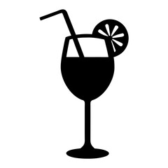 aperol spritz black silhouette icon - of a soft drinks aperol spritz, simple vector art
