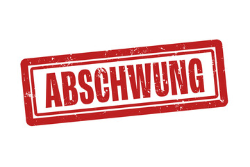 Abschwung (downturn) - A red stamp, isolated on white background.