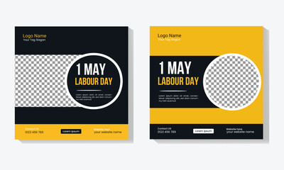 Happy labor day social media post design template