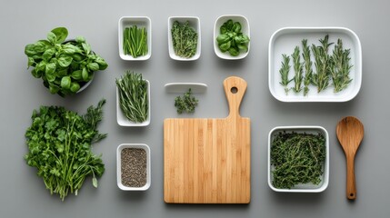 Natural eco kitchen with wood, ceramics and sustainable utensils in soft daylight, no people.