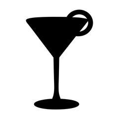 cocktail glass black silhouette icon - of a soft drinks cocktail glass simple vector art