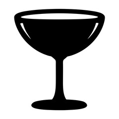 cocktail glass black silhouette icon - of a soft drinks cocktail glass simple vector art