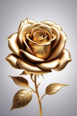  Golden rose flower illustration in elegant metallic style