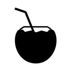 coconut drink black silhouette icon - of a soft drinks coconut drink simple vector art