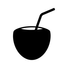 coconut drink black silhouette icon - of a soft drinks coconut drink simple vector art