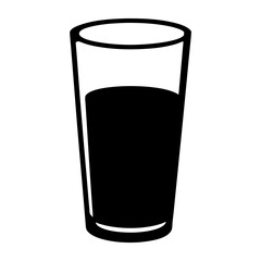 glass of milk black silhouette icon - of a soft drinks glass of milk simple vector art