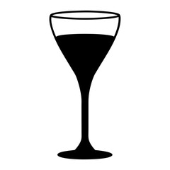glass of ros black silhouette icon - of a soft drinks glass of ros simple vector art
