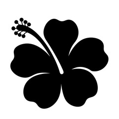 Hibiscus flower black silhouette icon - of a natural flower design hibiscus plants flower simple vector art