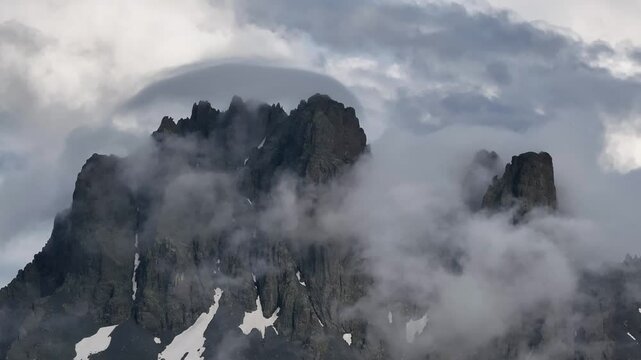 Foggy Kackar Mountains in the Fog Drone Video, Kackar Mountains Plateau Ayder, Camlihemsin Rize, Turkiye (Turkey)