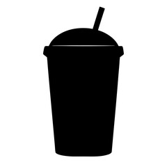 iced coffee black silhouette icon - of a soft drinks iced coffee simple vector art