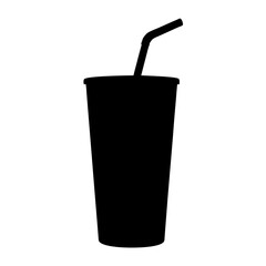 iced tea black silhouette icon - of a soft drinks iced tea simple vector art