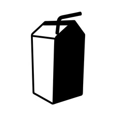 juice box black silhouette icon - of a soft drinks juice box simple vector art