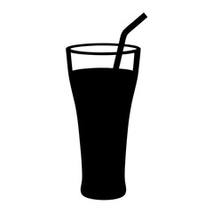 lemonade glass black silhouette icon - of a soft drinks lemonade glass simple vector art