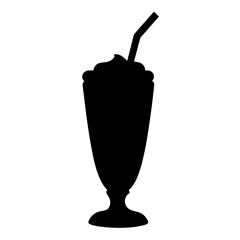 milkshake black silhouette icon - of a soft drinks milkshake simple vector art