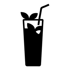 mojito with mint black silhouette icon - of a soft drinks mojito with mint simple vector art