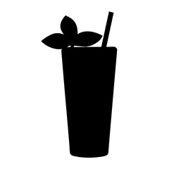 mojito with mint black silhouette icon - of a soft drinks mojito with mint simple vector art