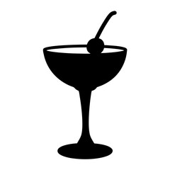 punch glass with cherry black silhouette icon - of a  punch glass with cherry simple vector art