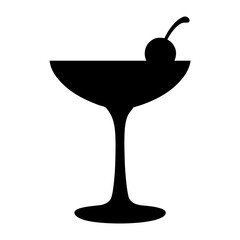 punch glass with cherry black silhouette icon - of a  punch glass with cherry simple vector art