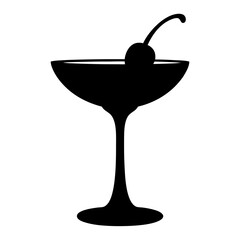 punch glass with cherry black silhouette icon - of a  punch glass with cherry simple vector art