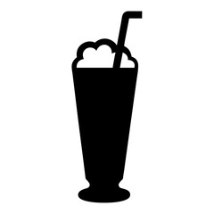 root beer float black silhouette icon - of a soft drinks root beer float simple vector art