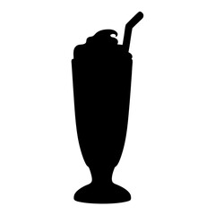 root beer float black silhouette icon - of a soft drinks root beer float simple vector art