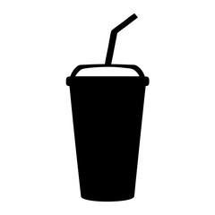 smoothie with straw black silhouette icon - of a soft drinks smoothie with straw simple vector art