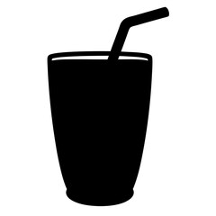 Obraz premium smoothie with straw black silhouette icon - of a soft drinks smoothie with straw simple vector art