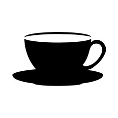 tea cup with saucer black silhouette icon - of a soft drinks tea cup with saucer simple vector art