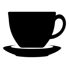 tea cup with saucer black silhouette icon - of a soft drinks tea cup with saucer, simple vector art