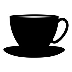 tea cup with saucer black silhouette icon - of a soft drinks tea cup with saucer simple vector art