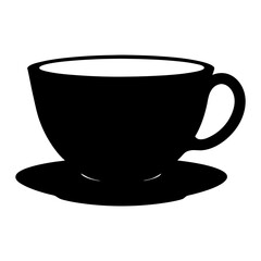 tea cup with saucer black silhouette icon - of a soft drinks tea cup with saucer simple vector art