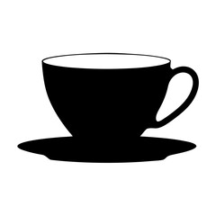 tea cup with saucer black silhouette icon - of a soft drinks tea cup with saucer simple vector art