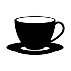 tea cup with saucer black silhouette icon - of a soft drinks tea cup with saucer simple vector art