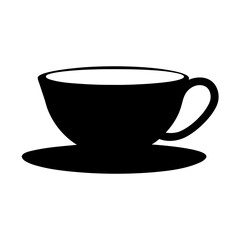 tea cup with saucer black silhouette icon - of a soft drinks tea cup with saucer simple vector art